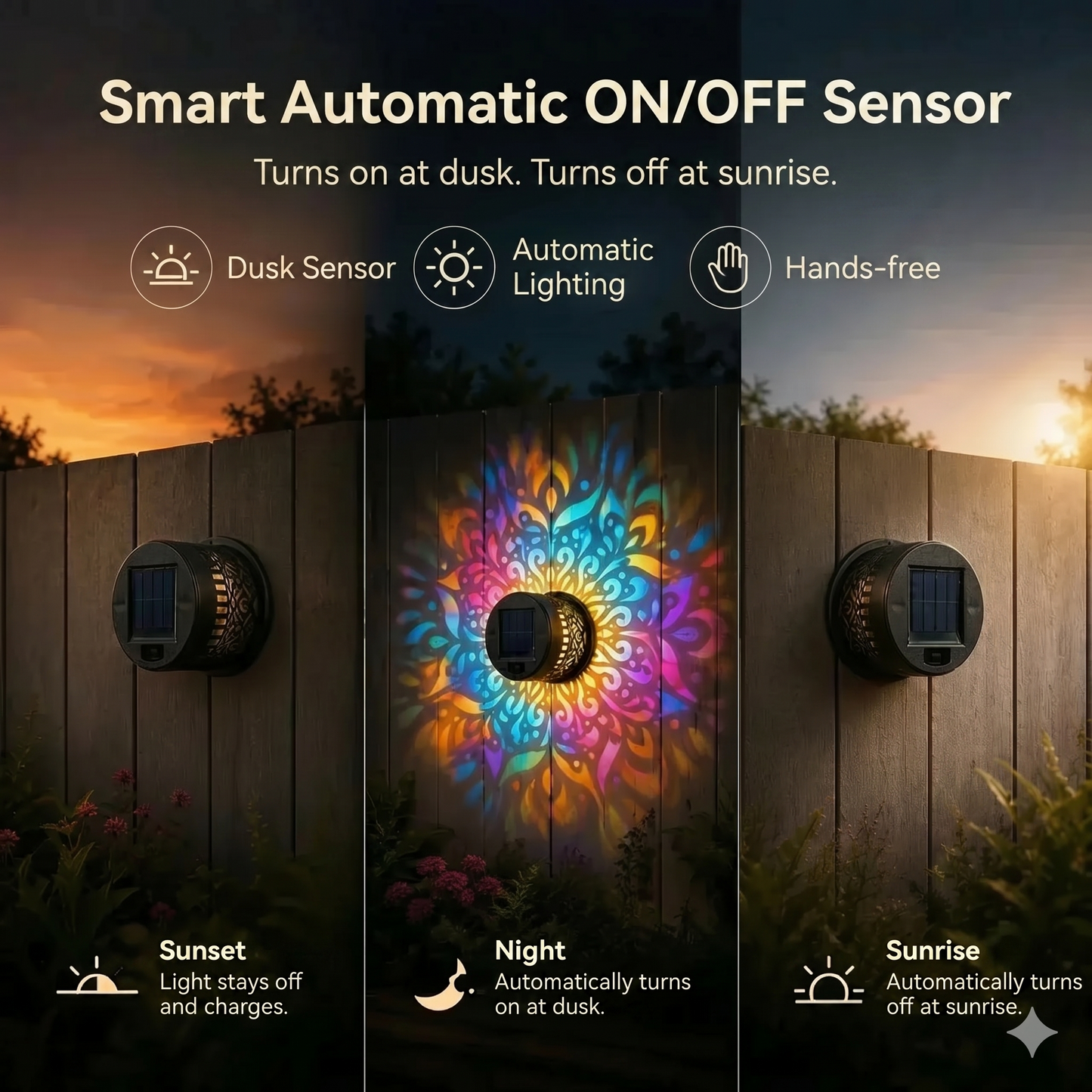 Mandala Solar Lamp - Beautiful Projection & IP65 Waterproof