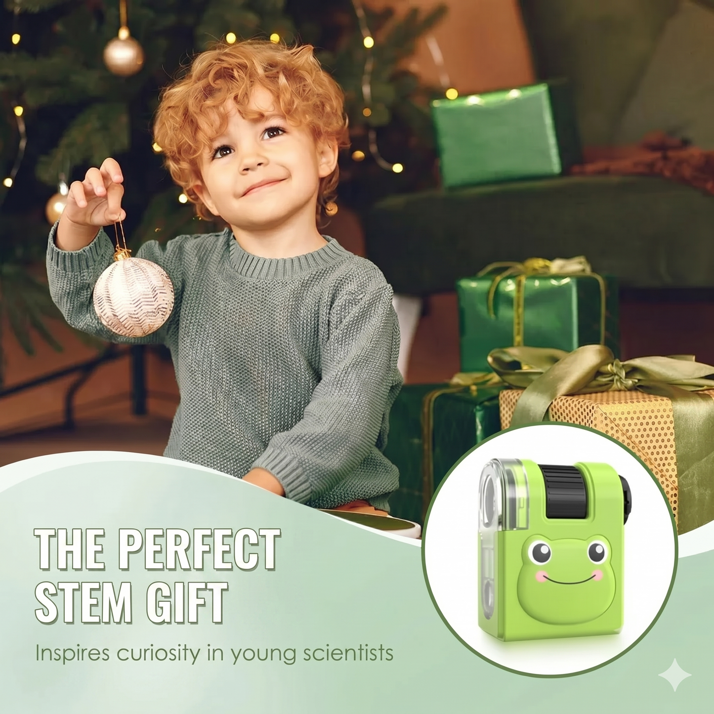 Portable educational microscope with phone holder for kids
