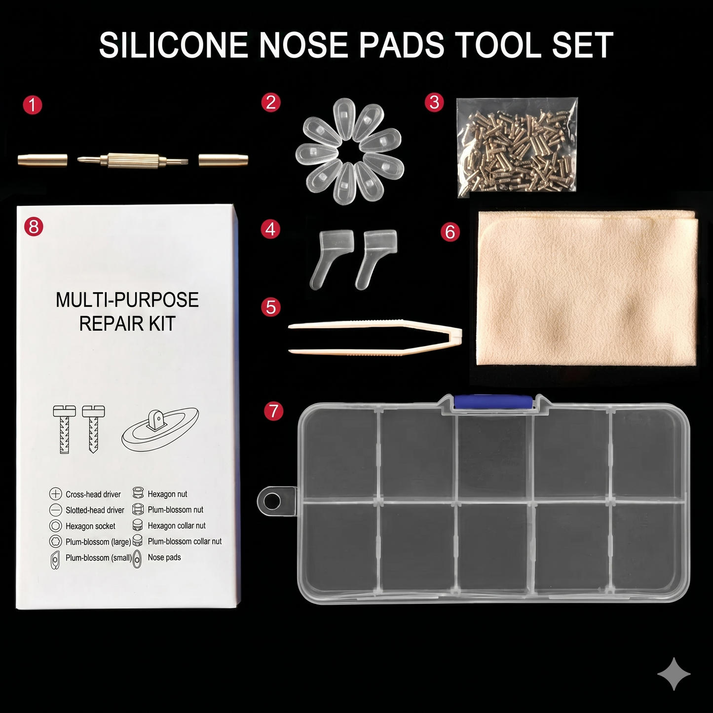 Glasses nose pad repair kit