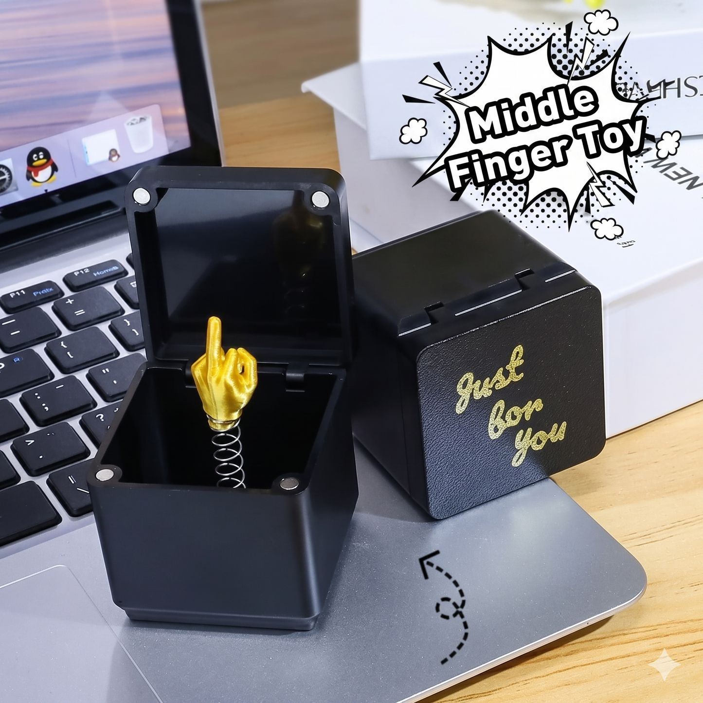 Prank gift box – surprise with a hidden middle finger