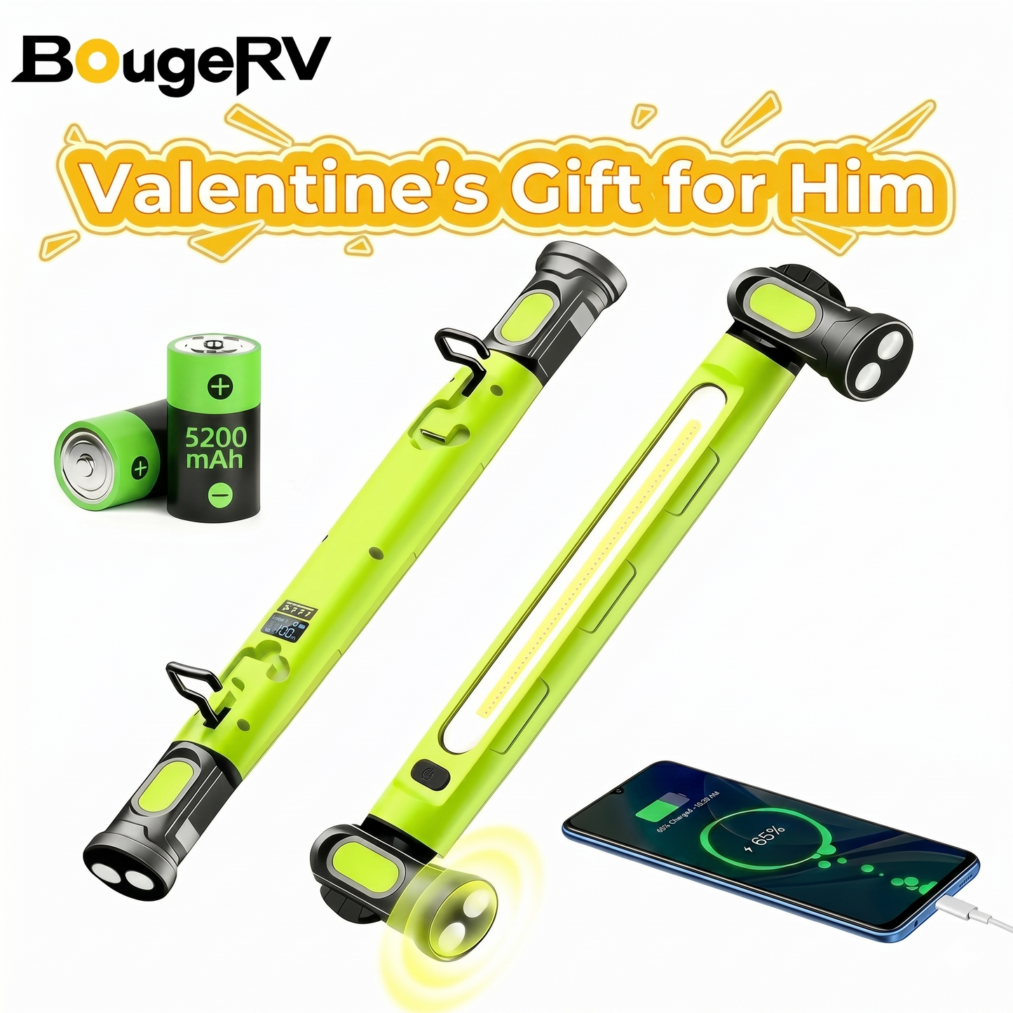 Rechargeable Work Light Bar – 3000LM, IPX4 Waterproof & 360° Hook!