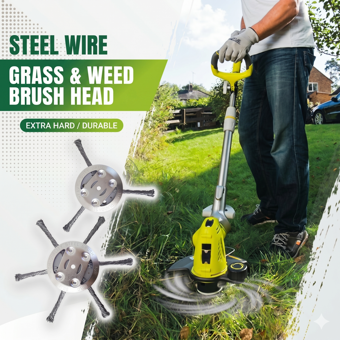 Replacement head for string trimmer - steel wire lawn mower head