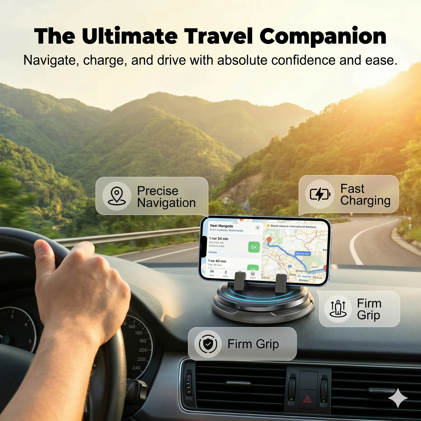 360° rotatable phone holder for dashboard