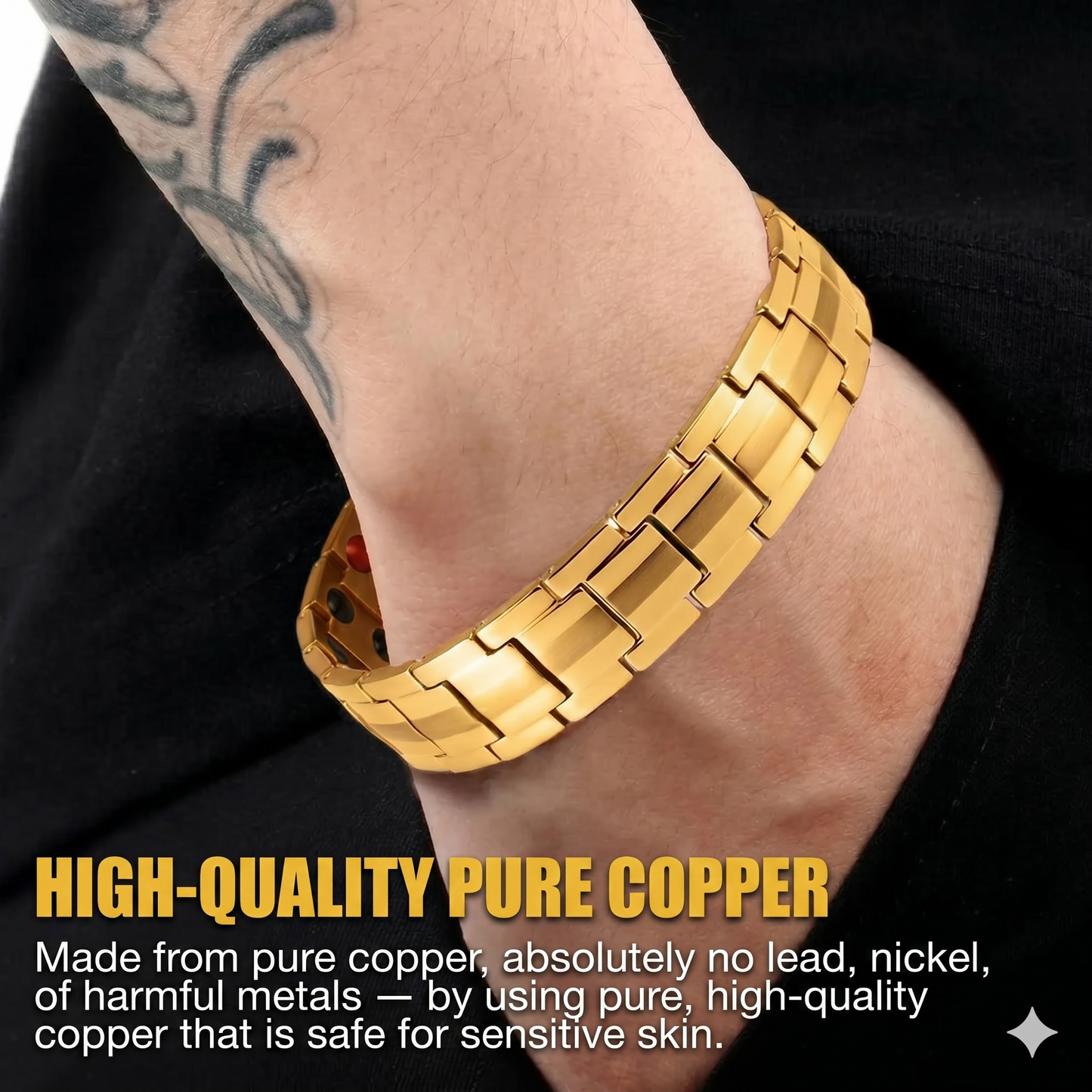 Retro men's bracelet with cross and double-row magnetic clasp