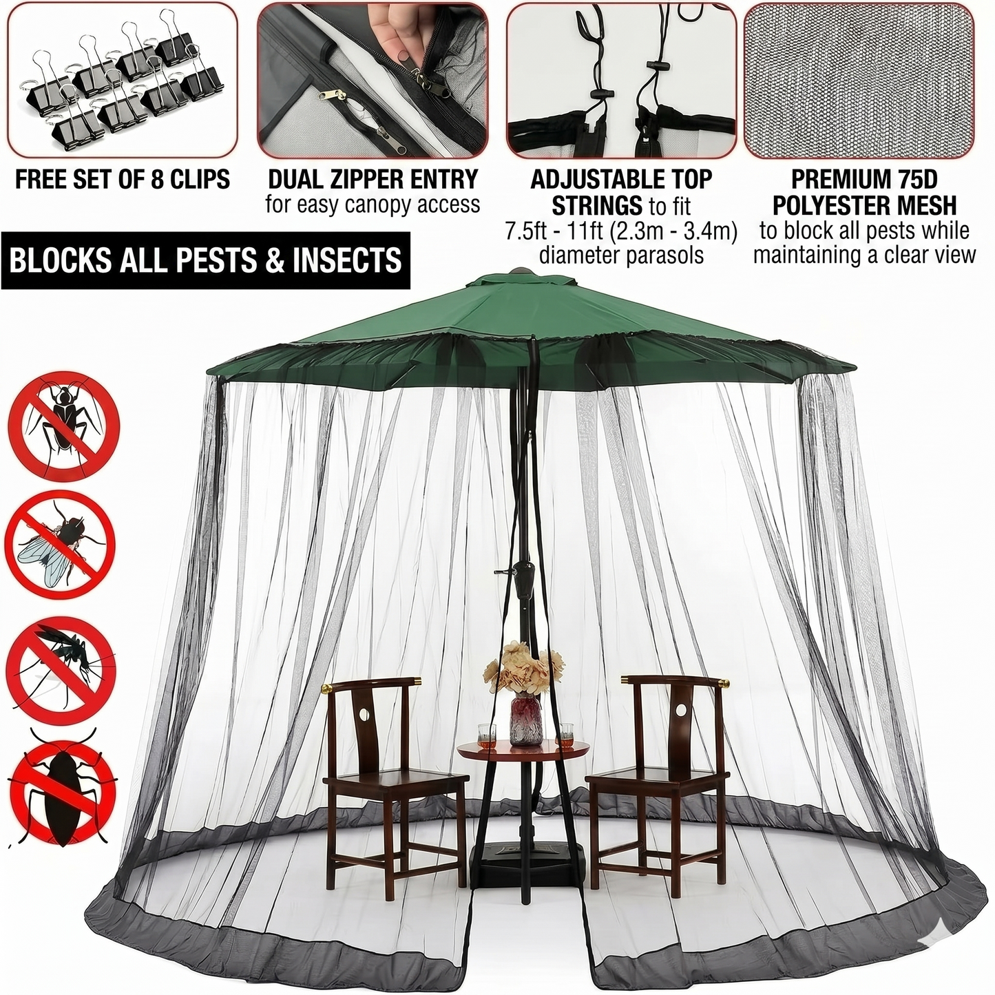 Parasol table screen