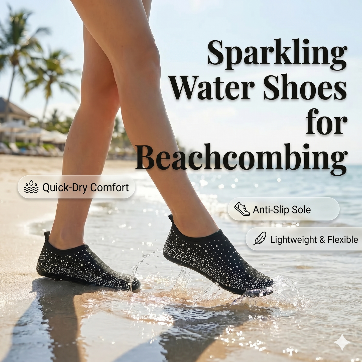 Quick-drying water shoes for beach walking