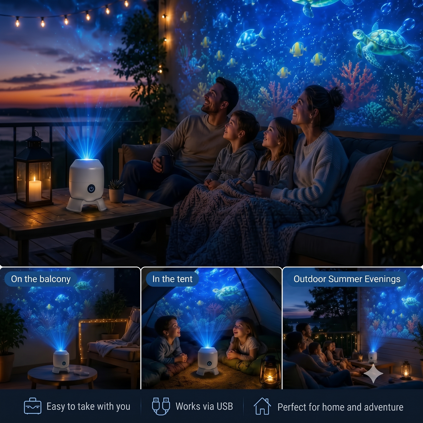 OceanWave ocean projector with rotating LED lighting