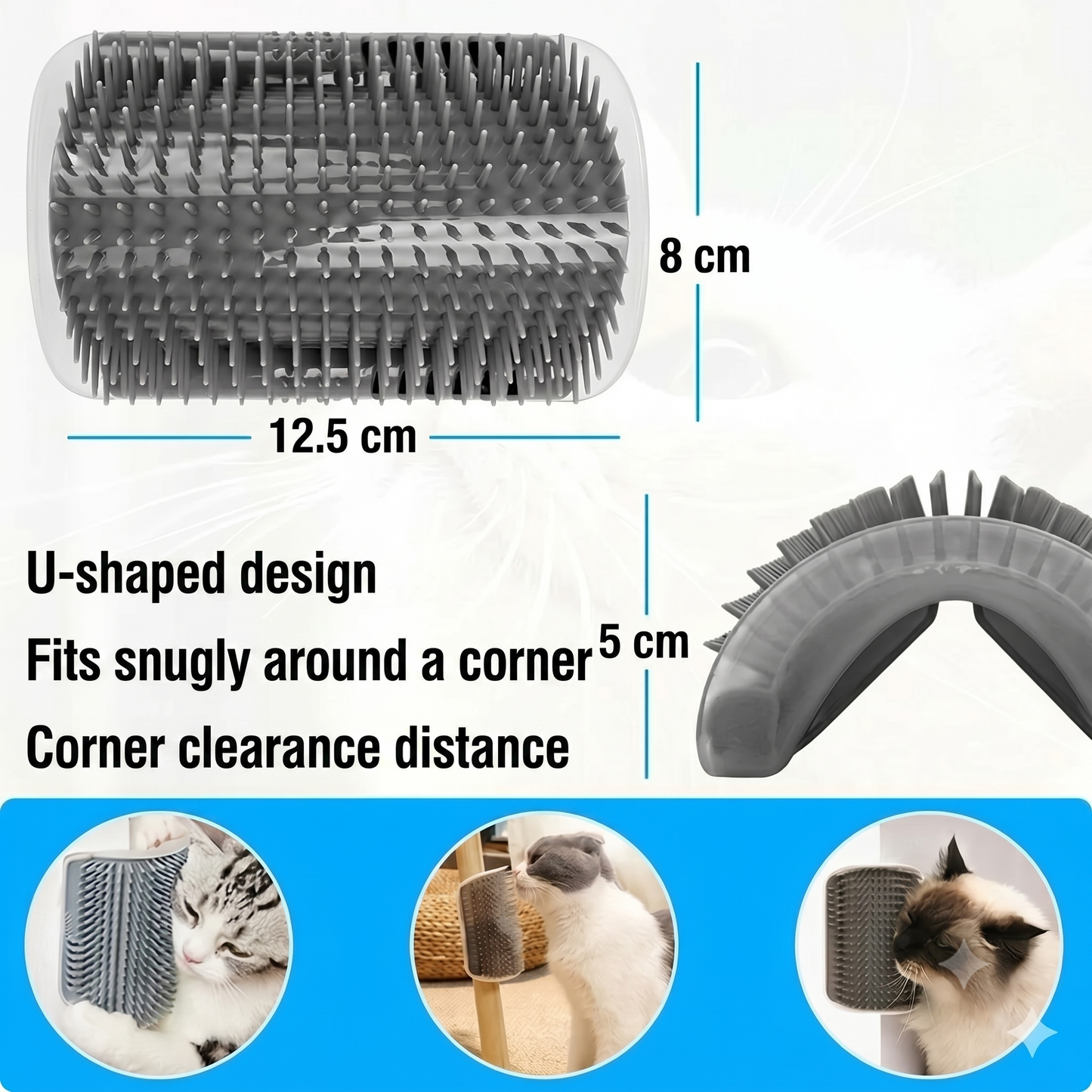 Self-cleaning cat massage brush for corners
