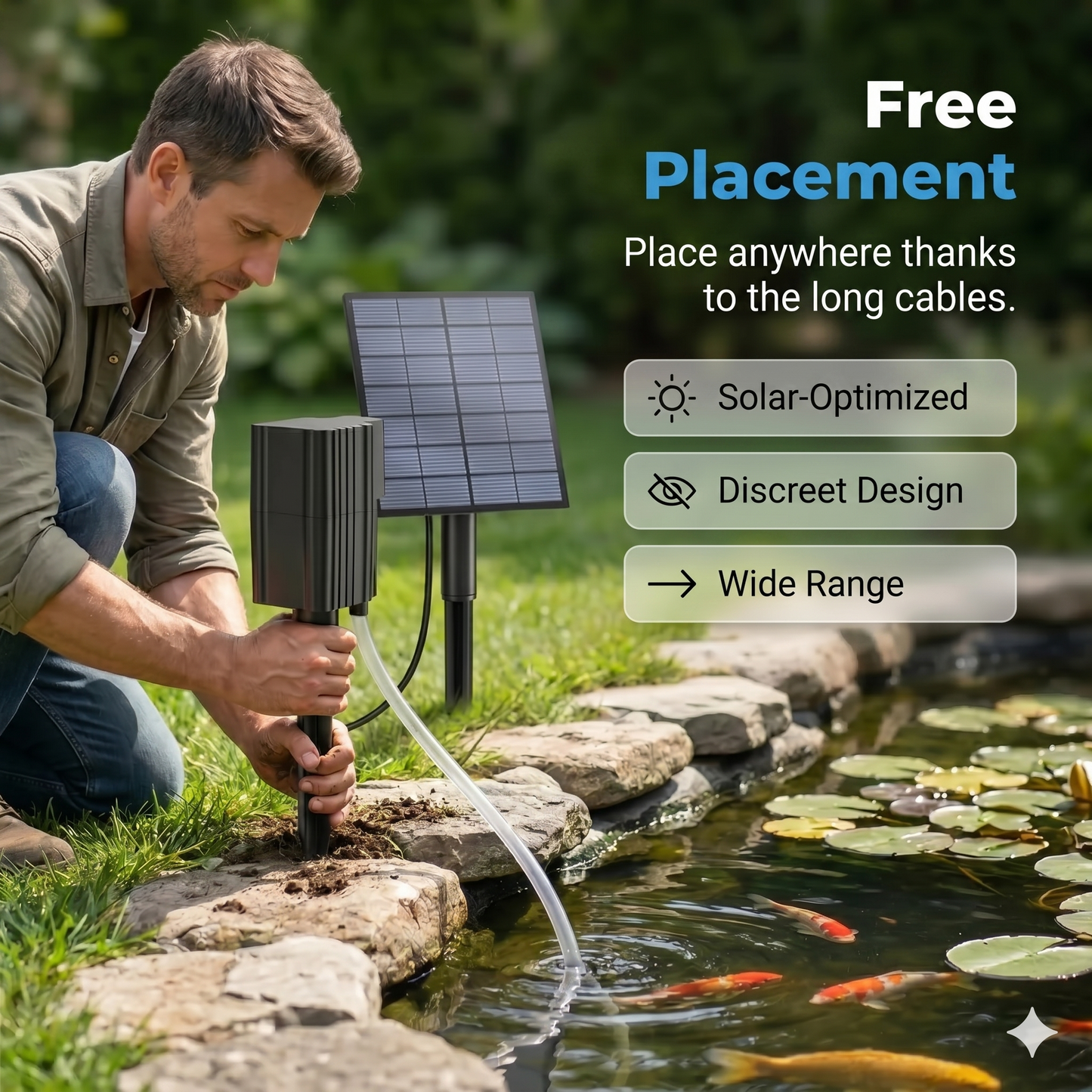 Solar pond aerator – provides continuous oxygen for fish and plants