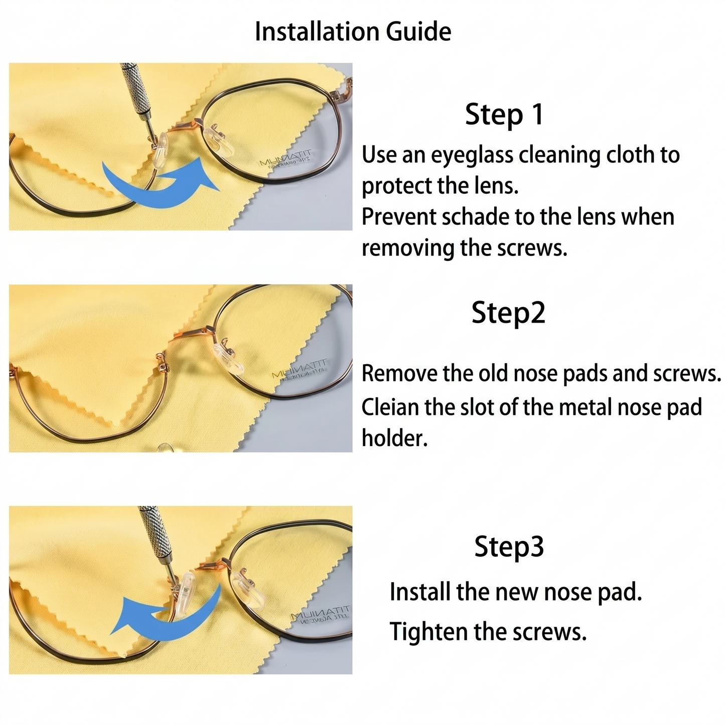 Glasses nose pad repair kit