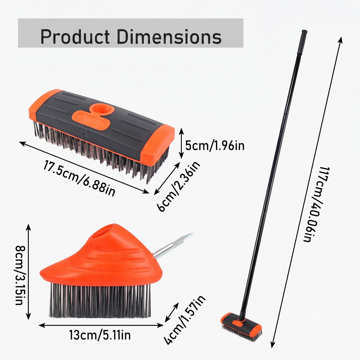 3-in-1 grout brush for patio and driveway