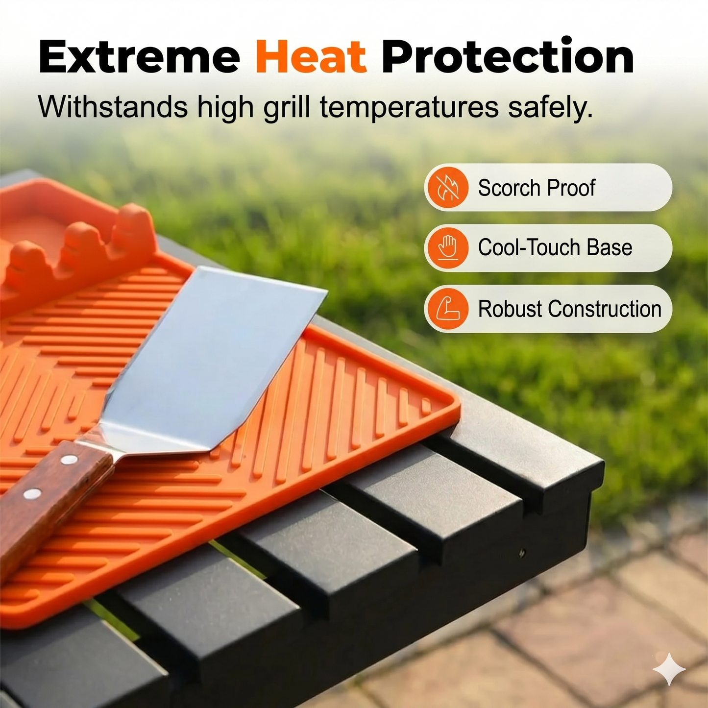 High-quality silicone grill mat for side shelf – protects against grease and spills
