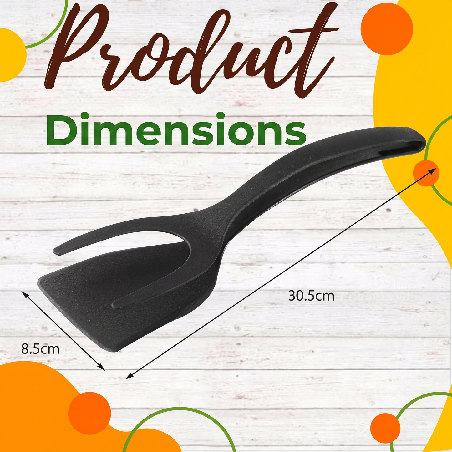 Heat-resistant silicone spatula tongs 2-in-1 with non-slip handle