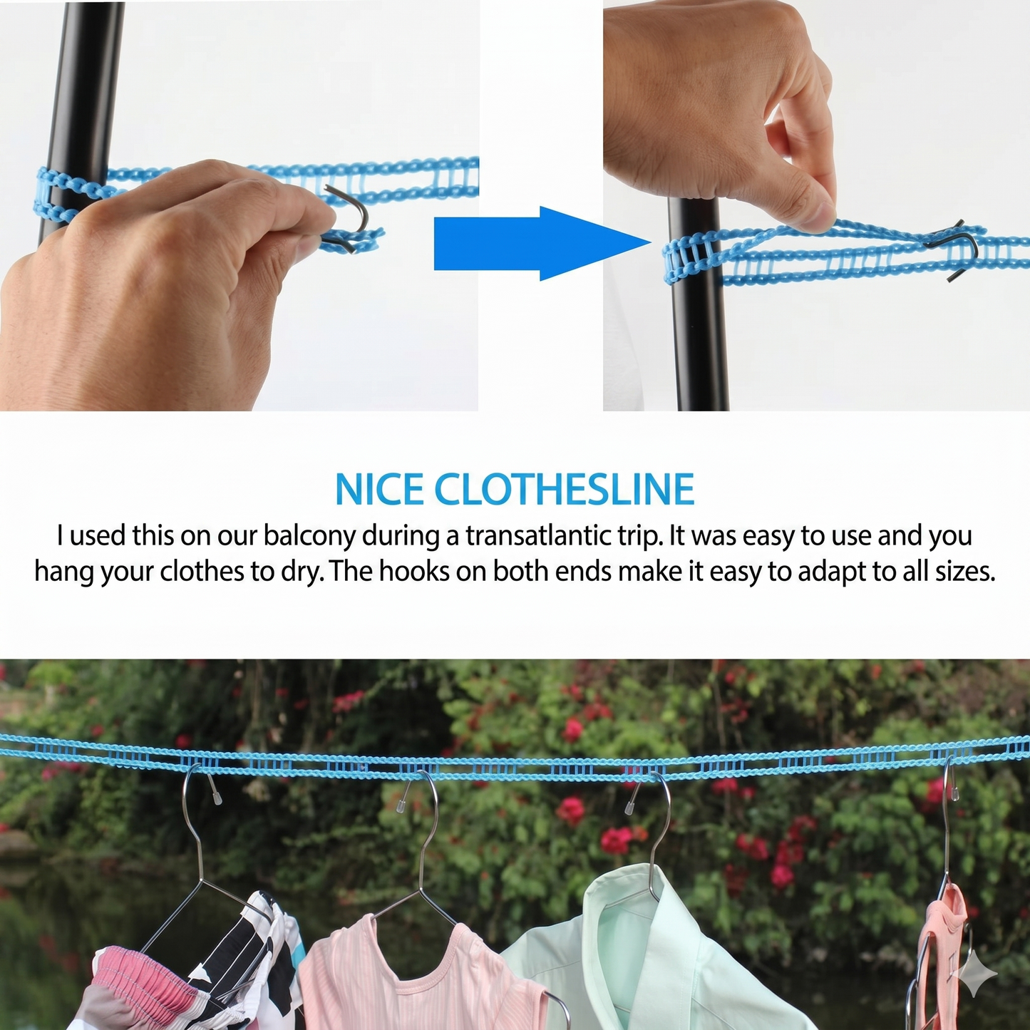 Portable clothesline – clamps anywhere