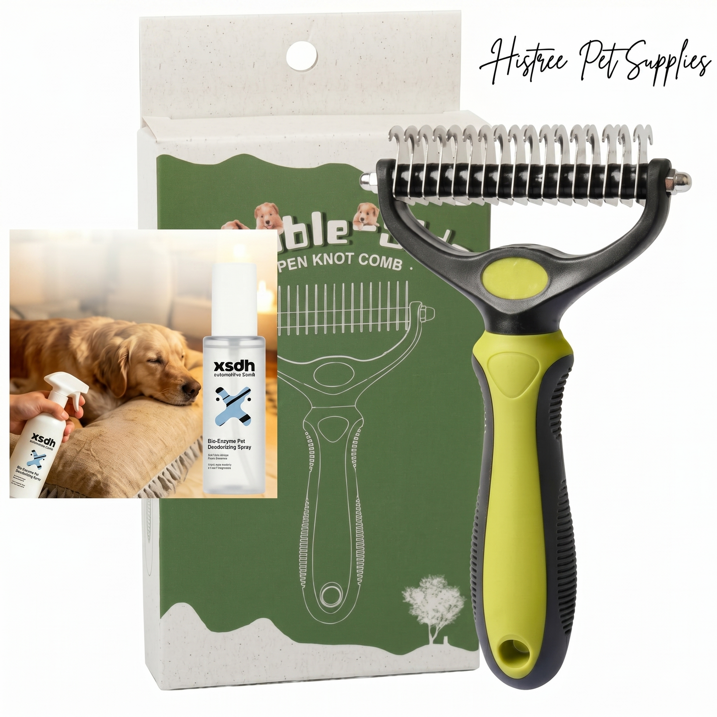 Double-sided pet hair removal brush