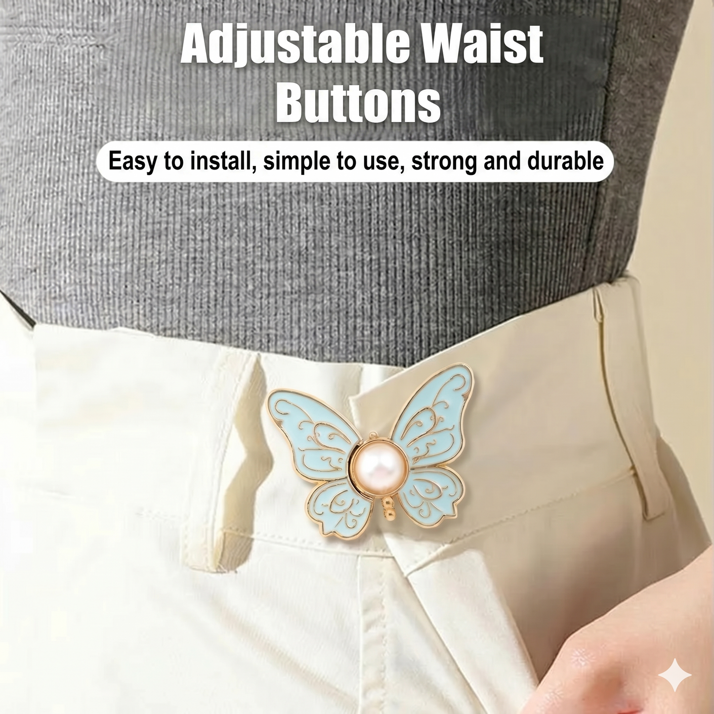 No more sagging pants! Removable butterfly buckle