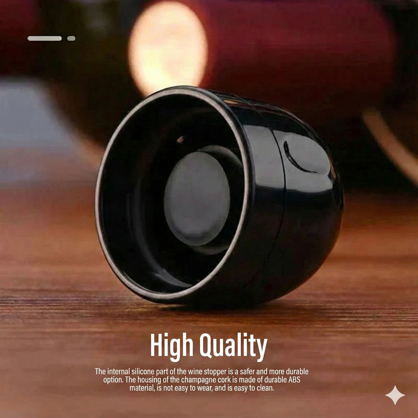 Silicone seal for wine/champagne bottles