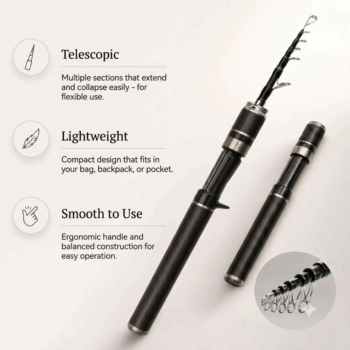 Carbon PocketRod carbon fiber telescopic fishing rod 180 cm