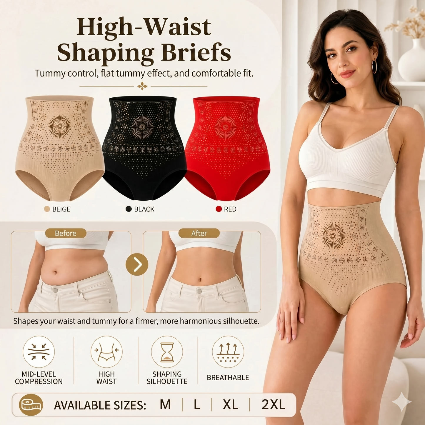 High-waisted shaping shorts