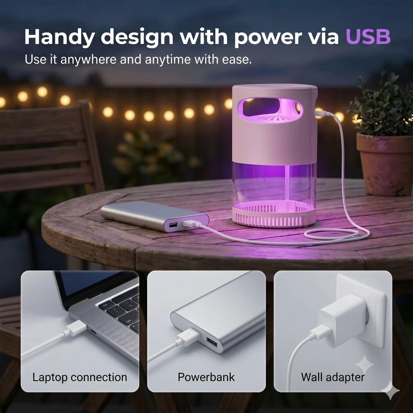 UV Mosquito Lamp – USB-powered, chemical-free, ultra-quiet