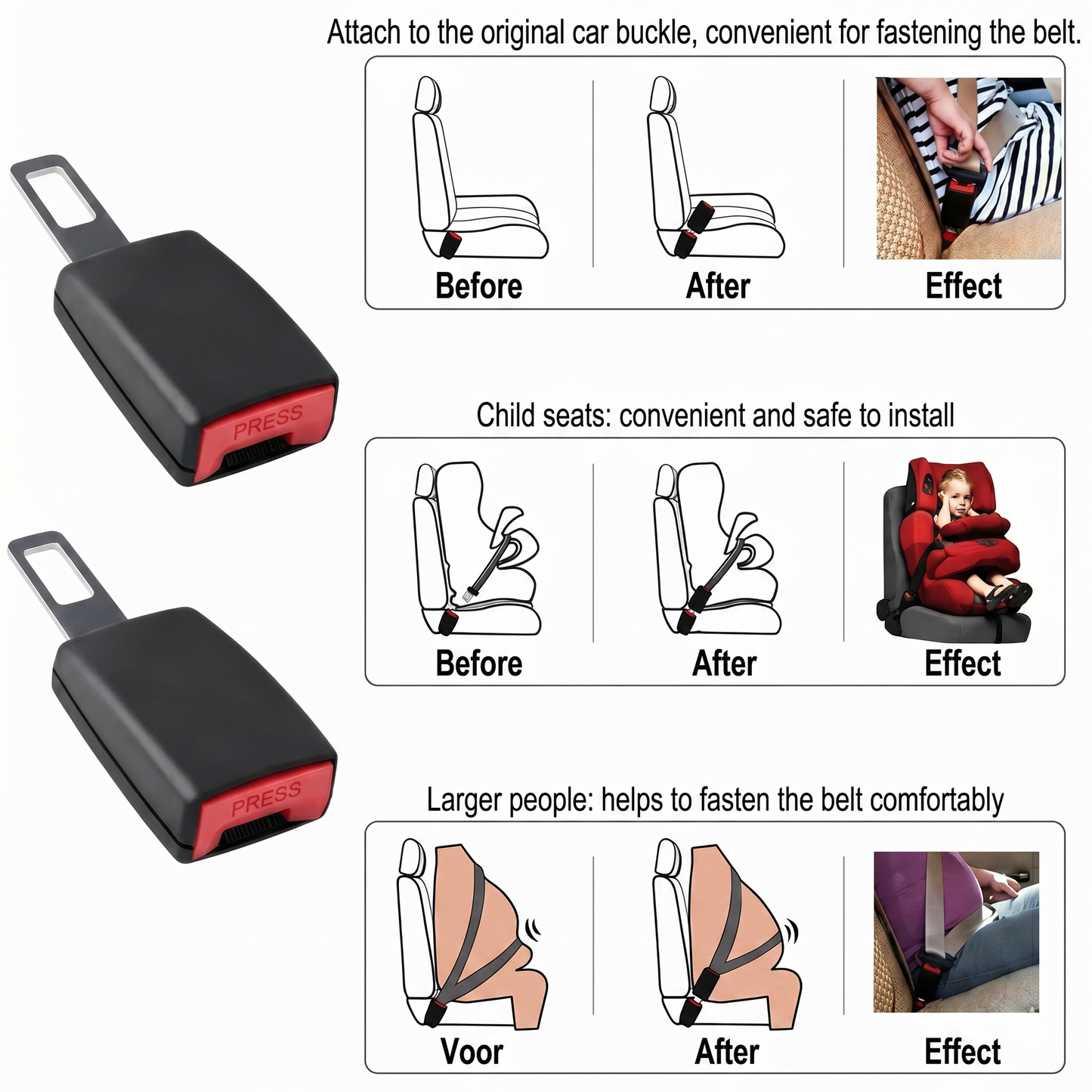 Universal car seat belt extender