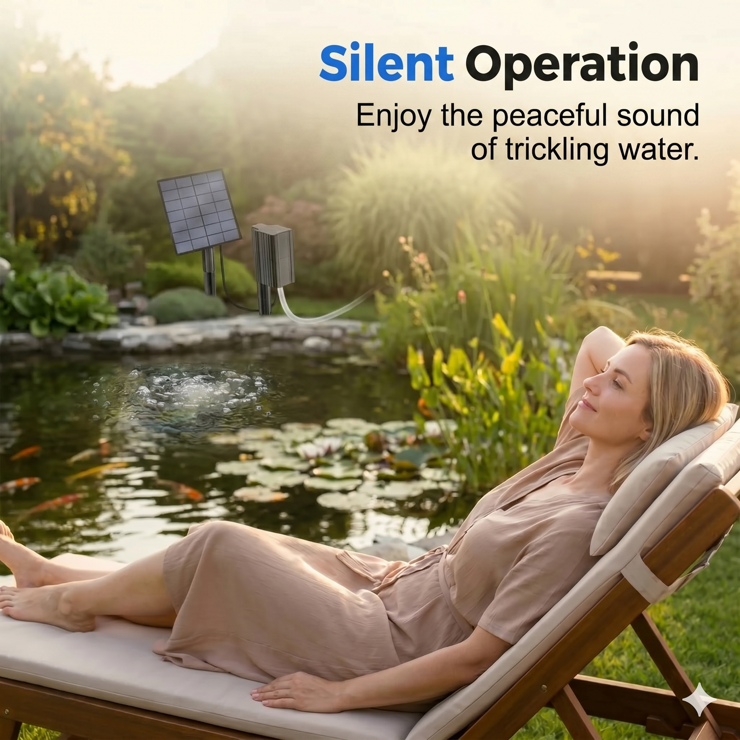 Solar pond aerator – provides continuous oxygen for fish and plants