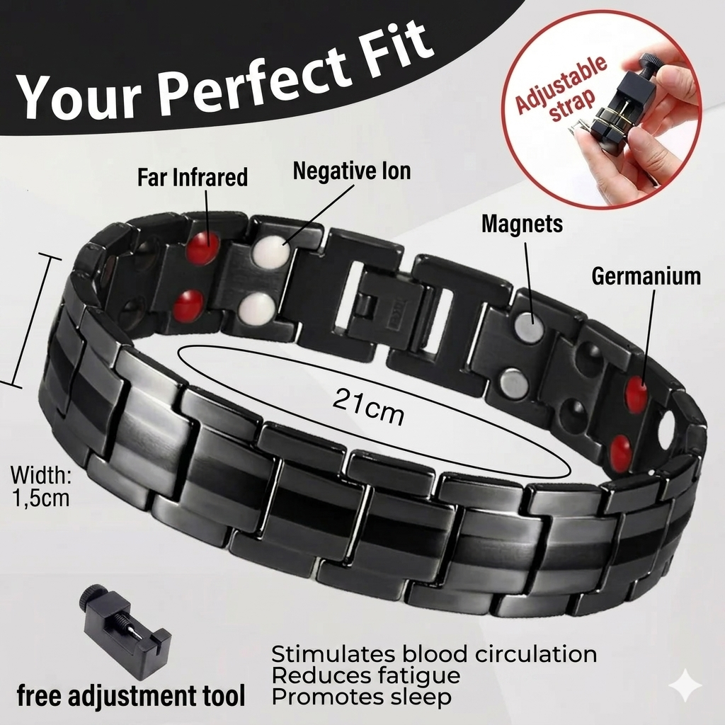 Retro men's bracelet with cross and double-row magnetic clasp