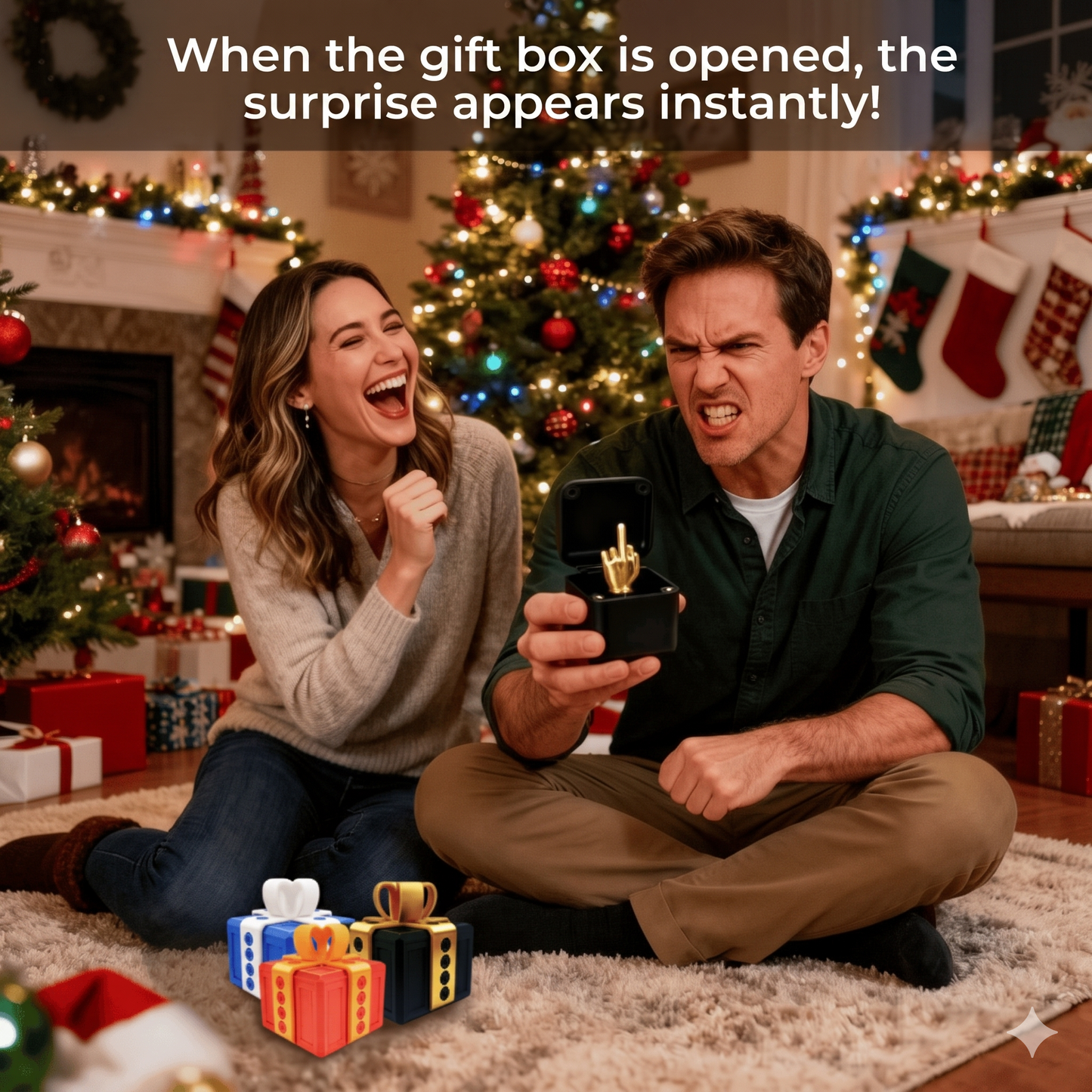 Prank gift box – surprise with a hidden middle finger