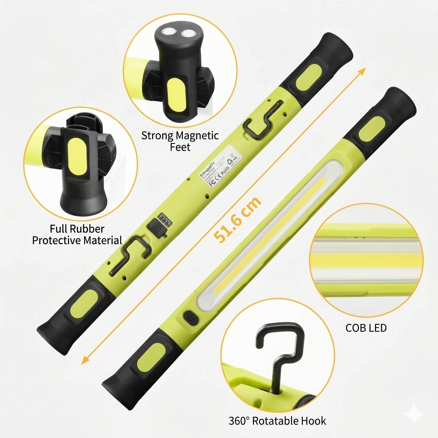 Rechargeable Work Light Bar – 3000LM, IPX4 Waterproof & 360° Hook!