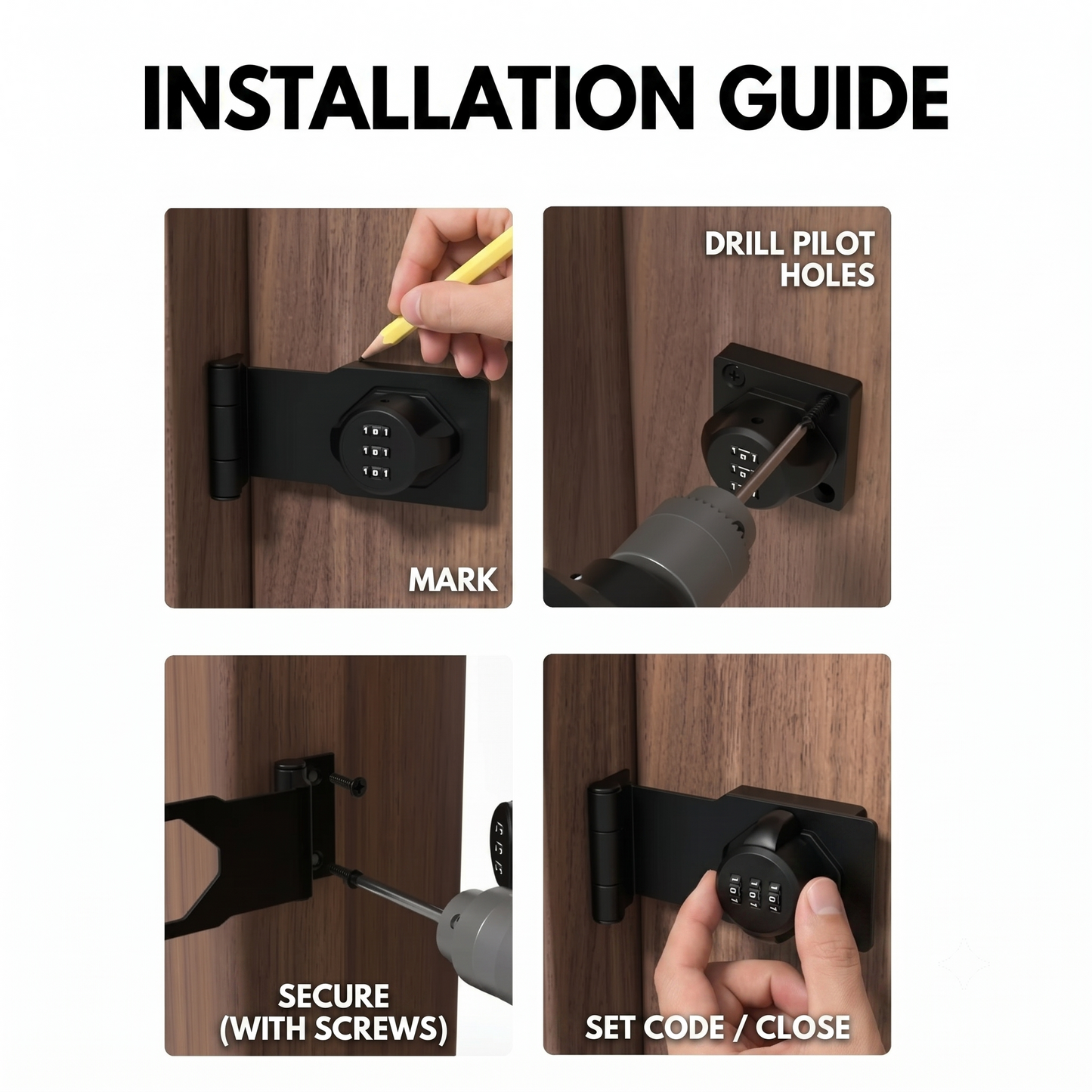 Combination lock for cabinets and doors