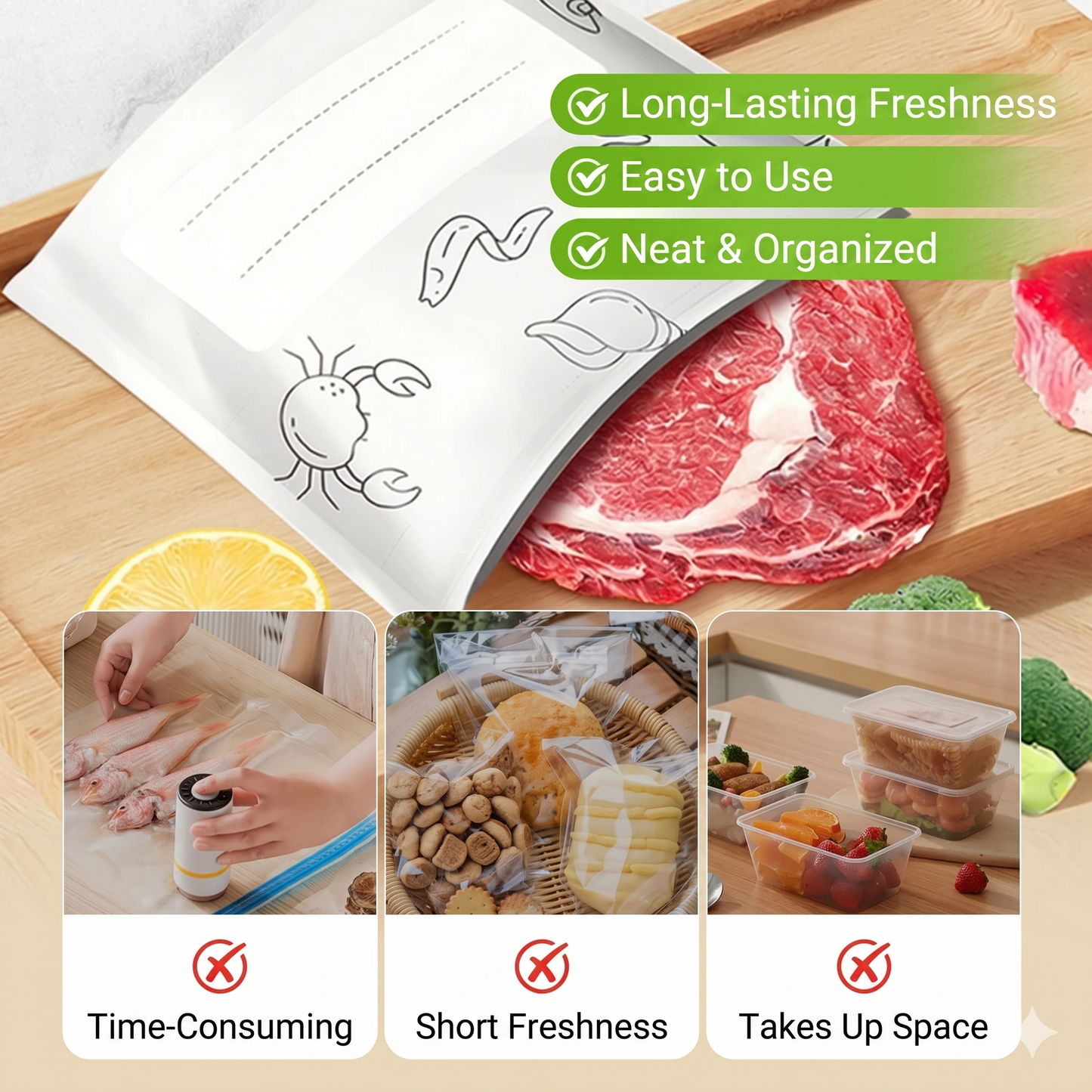 Reusable aluminum foil freshness bags with secure seal – 10 pieces per set