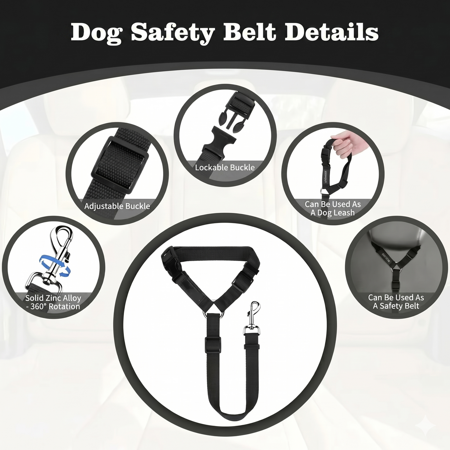 2-in-1 dog car seatbelt and leash