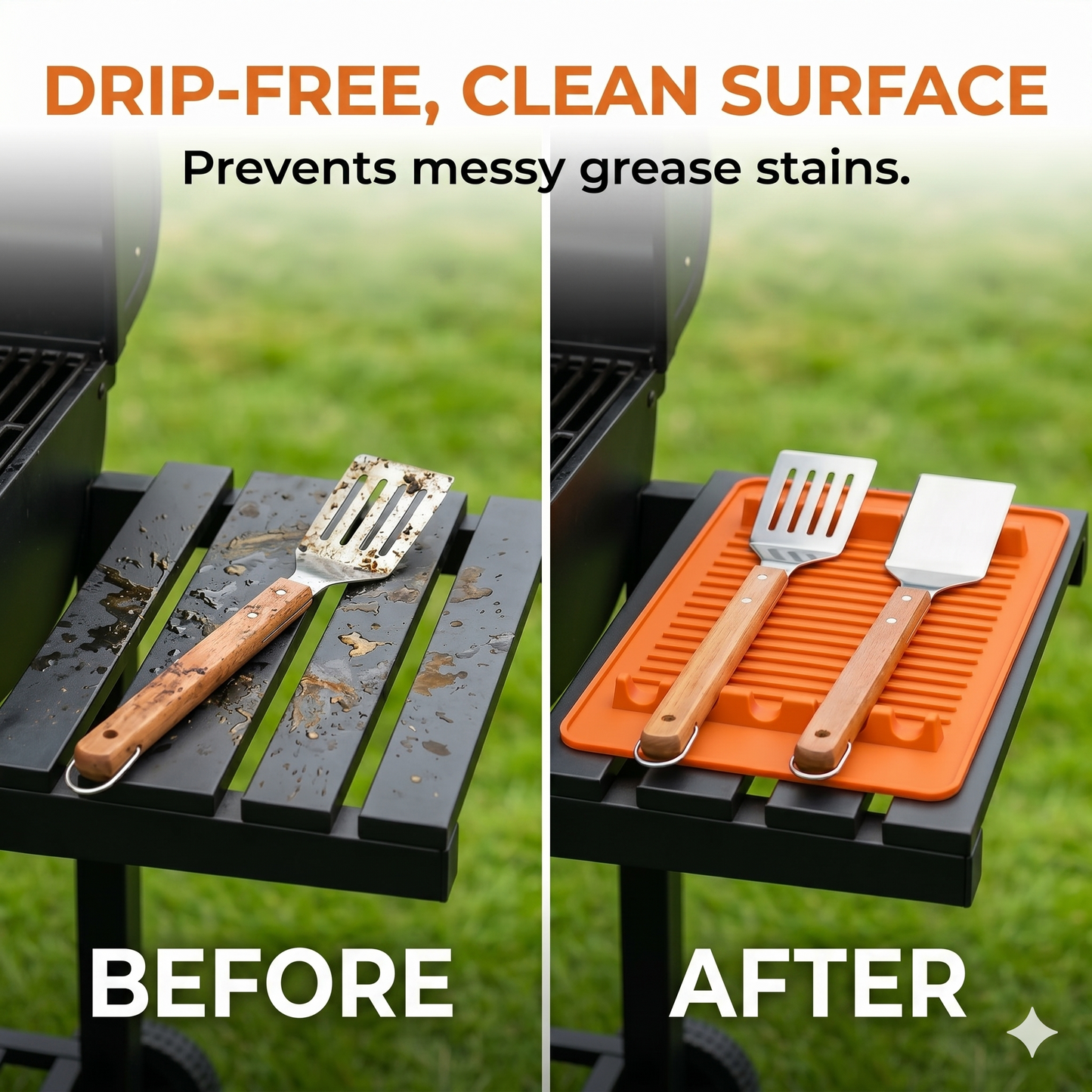 High-quality silicone grill mat for side shelf – protects against grease and spills