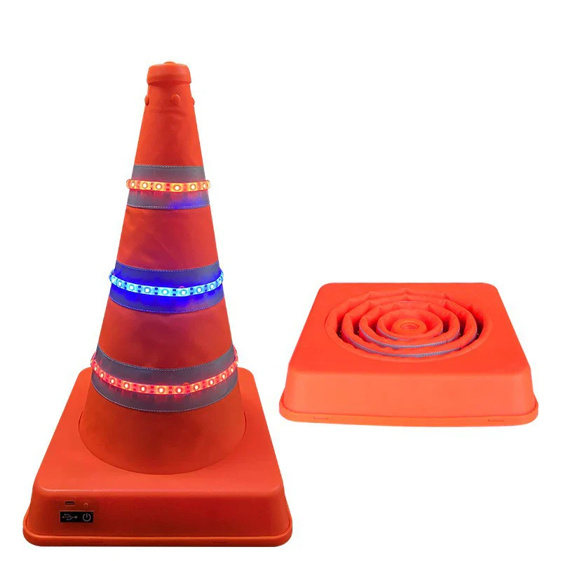 Collapsible reflective traffic cone made of high-quality and water-resistant Oxford fabric