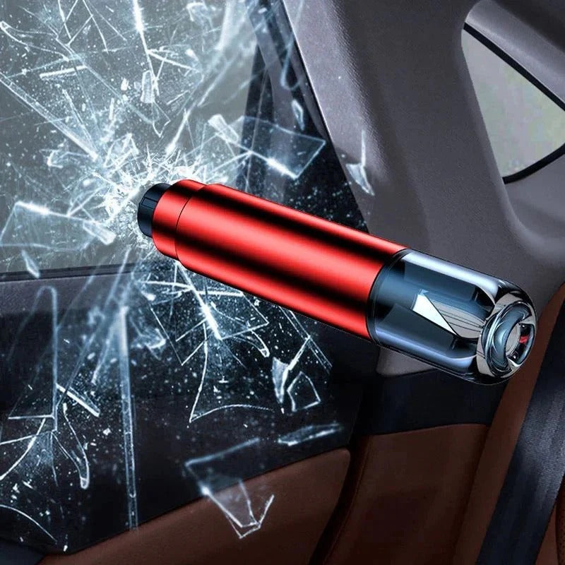 Lifesaving emergency hammer and seatbelt cutter
