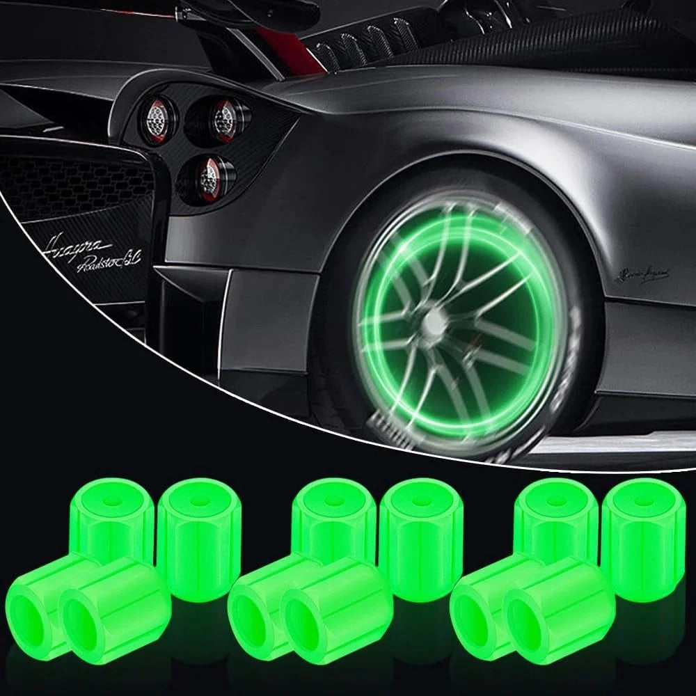 Glowing valve caps for car and bike