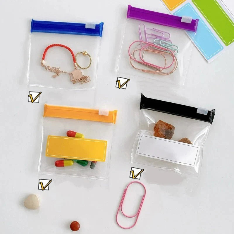 Set of 7 clear pill pouches with slider lock – airtight