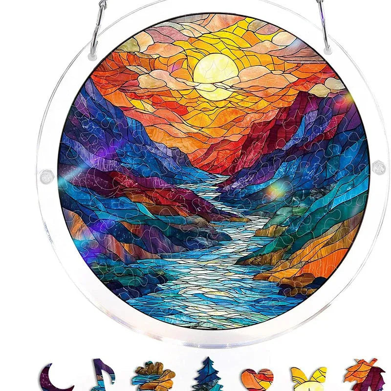 Hanging acrylic puzzle with suncatcher, 83 pieces