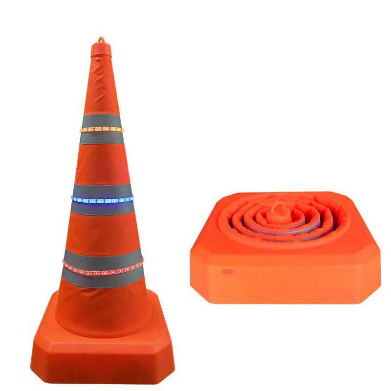 Collapsible reflective traffic cone made of high-quality and water-resistant Oxford fabric