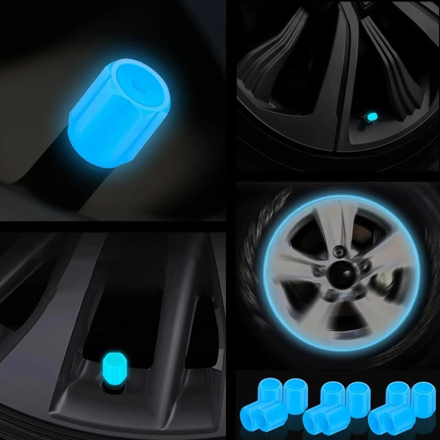 Glowing valve caps for car and bike