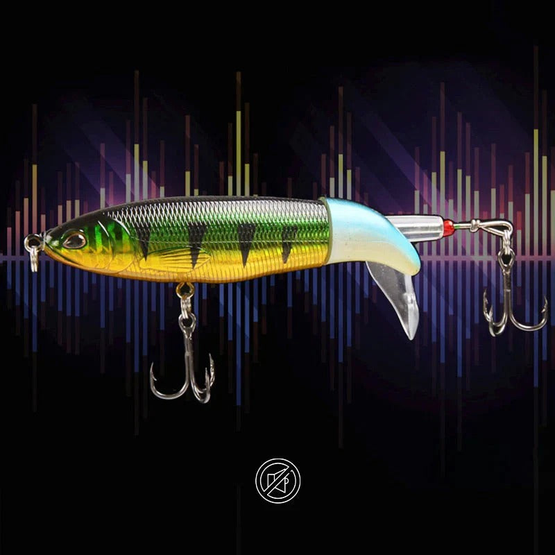 Floating, rotating fish bait in the shape of a propeller