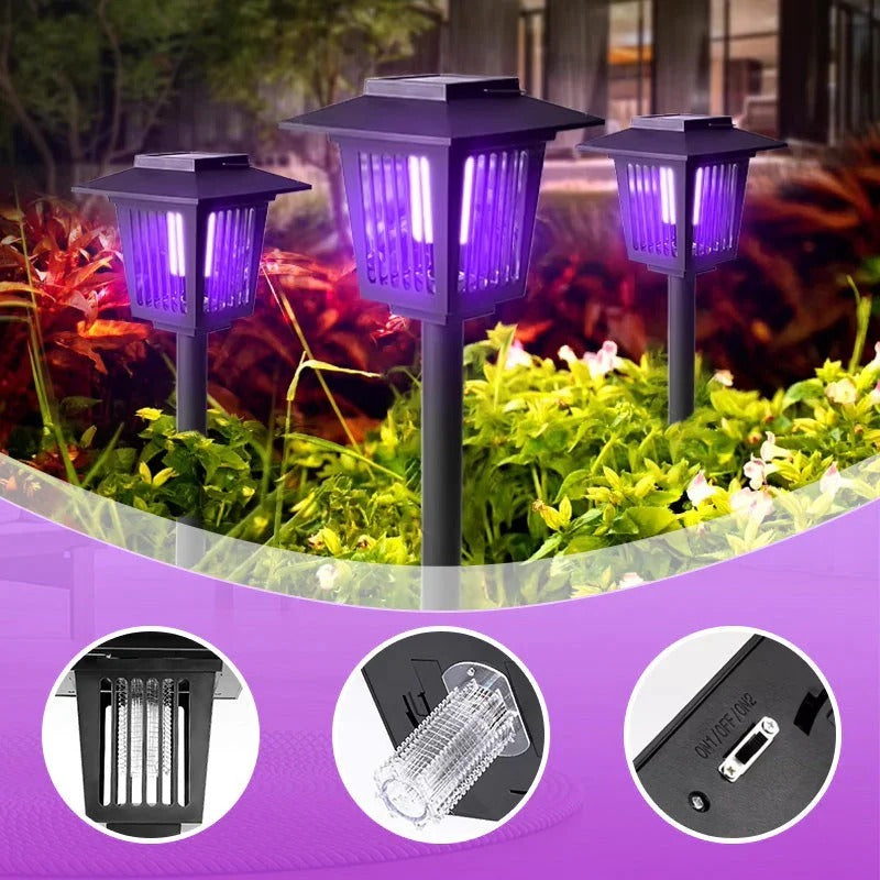 Solar-powered outdoor insect zapper