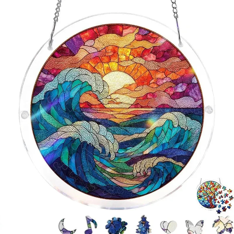 Hanging acrylic puzzle with suncatcher, 83 pieces