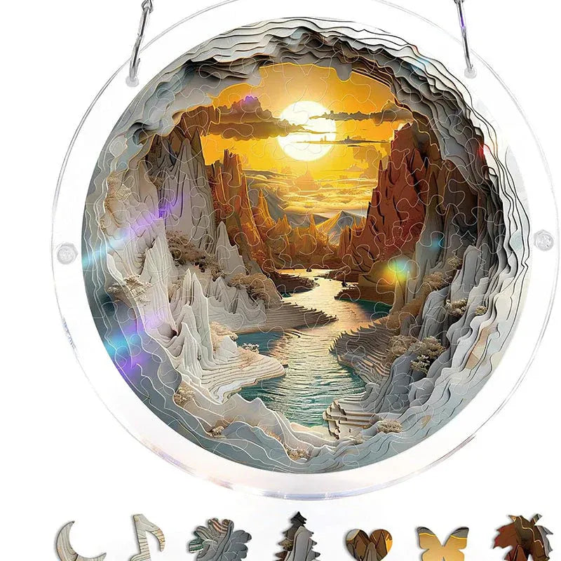 Hanging acrylic puzzle with suncatcher, 83 pieces