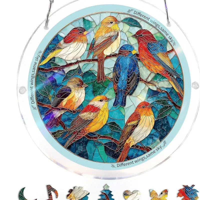 Hanging acrylic puzzle with suncatcher, 83 pieces