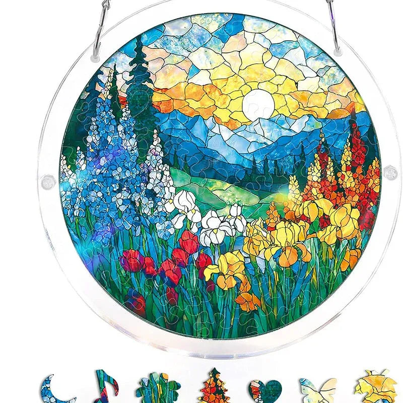 Hanging acrylic puzzle with suncatcher, 83 pieces