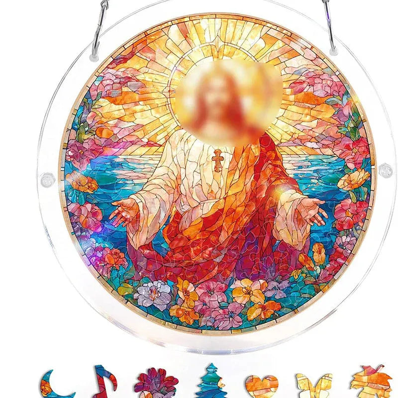 Hanging acrylic puzzle with suncatcher, 83 pieces