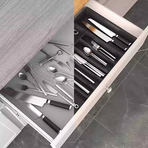 Retractable cutlery holder