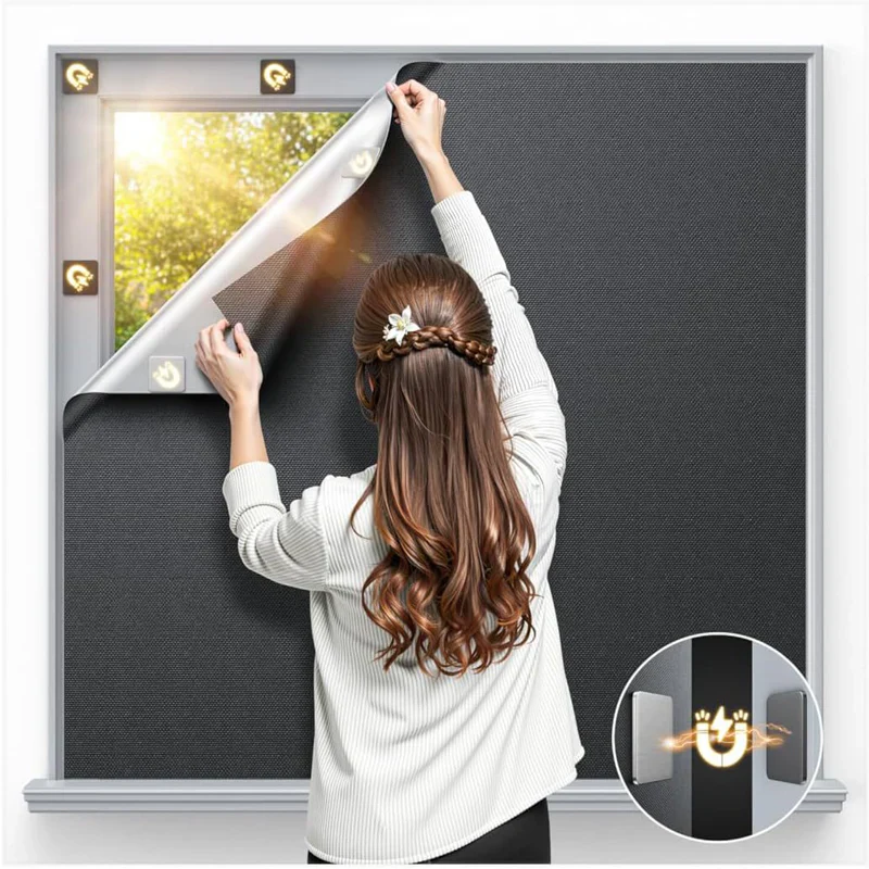 Magnetic blackout curtain – hung up in seconds, reusable time and time again