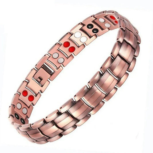 Retro men's bracelet with cross and double-row magnetic clasp